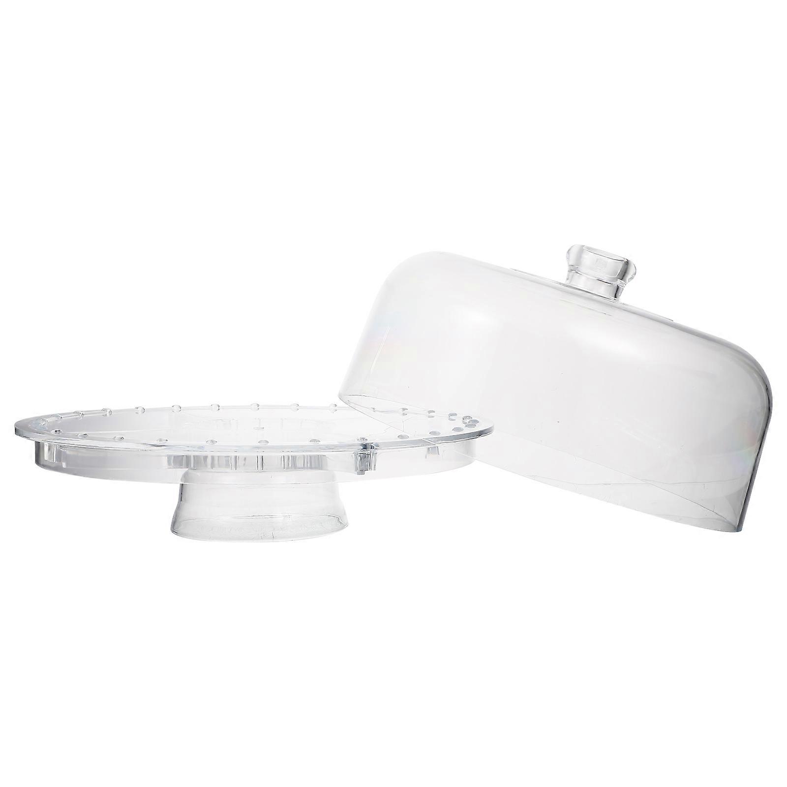 Transparent Cake Display Plate Fruit Plate for Serving 1Set with Lid