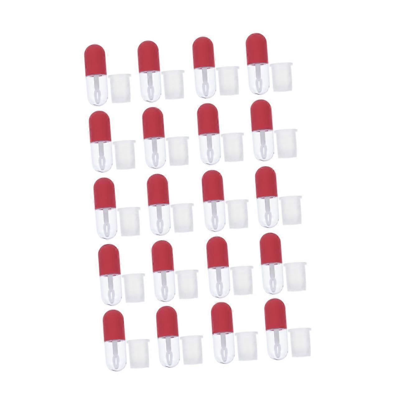 20pcs Empty Lip Gloss Tubes Bulk, Capsule Shaped Refillable Lip Balm Containers, Transparent