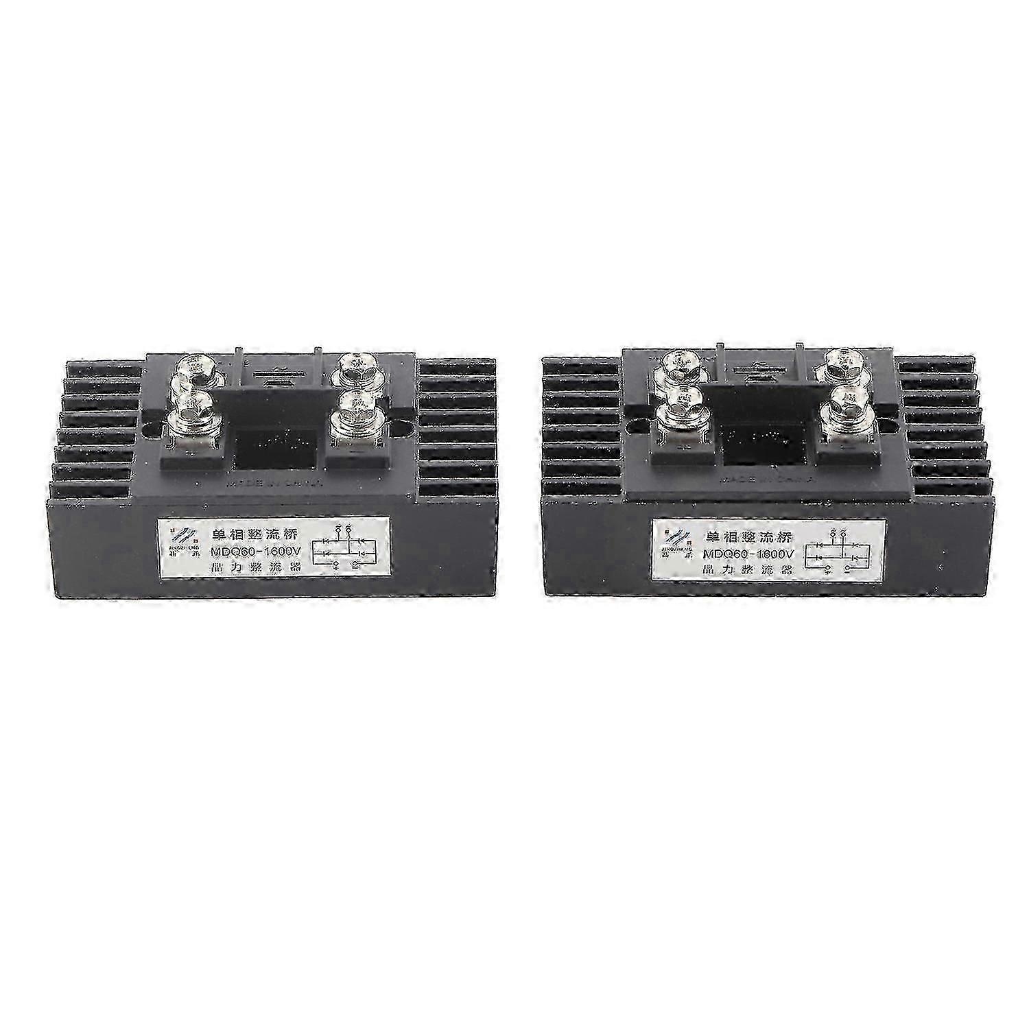 2 Pcs Bridge Rectifier MDQ60A 1600V Isolated Mounting Base Current Diode Module Rectifier with Heat Sink