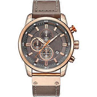 Mens Sport Military Analog Quartz Watch Chronograph Classic Casual Business Dress Waterproof Watch Multifunctional Wristwatch with Leather Strap