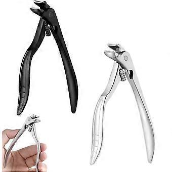 Black Curved Nail Clipper for Seniors, Anti-Splash Long Handle, Wide Opening Toenail Clippers for Ingrown Nails & Easy Grip (Black+Silver)