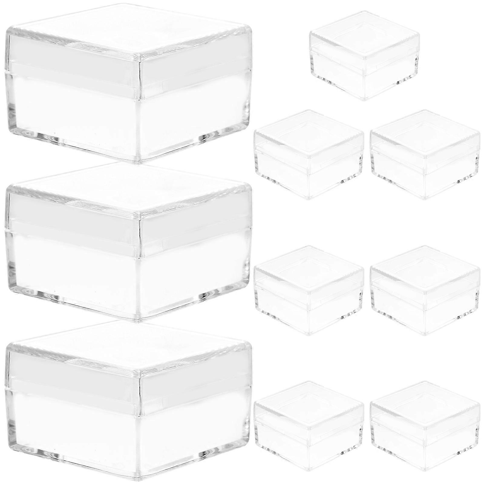 10pcs Square Transparent Boxes Sample Box Sample Storage Case Mini Storage Box
