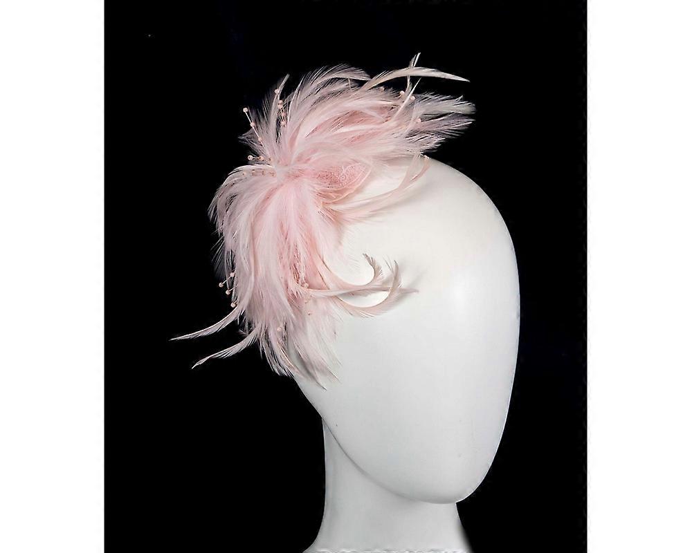 Pink custom made feather fascinator comb 4814PI