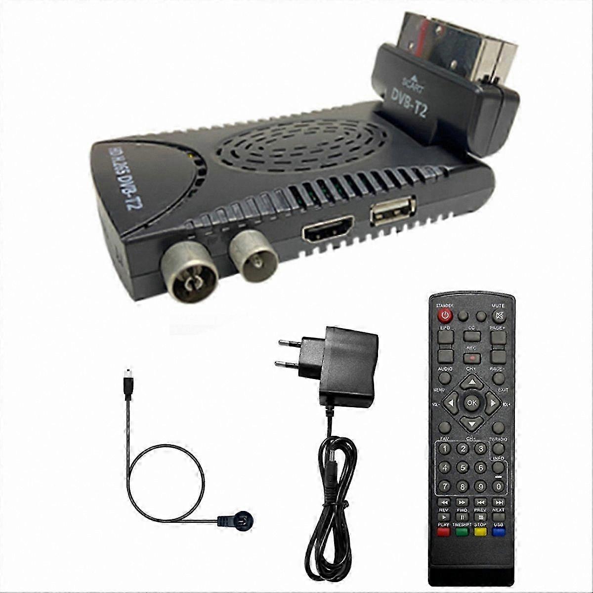 Full HD DVB-T2 Digital TV Decoder with EPG Functionality and EU Plug Set Top Box