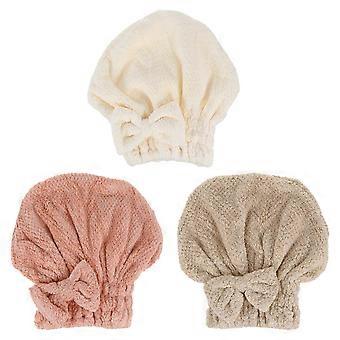 Saugfähiges, schnelltrocknendes Haarhandtuch für Damen, geeignet für Dusche und Badezimmer, Weiß, 3er-Pack