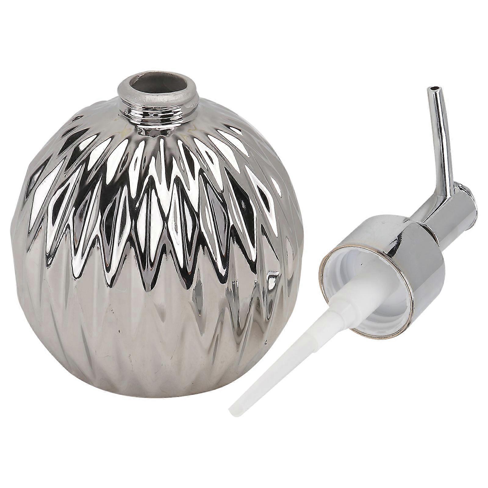 Household Pump Type Ceramic Shampoo Bottle for Storage Use 3Pcs Silver