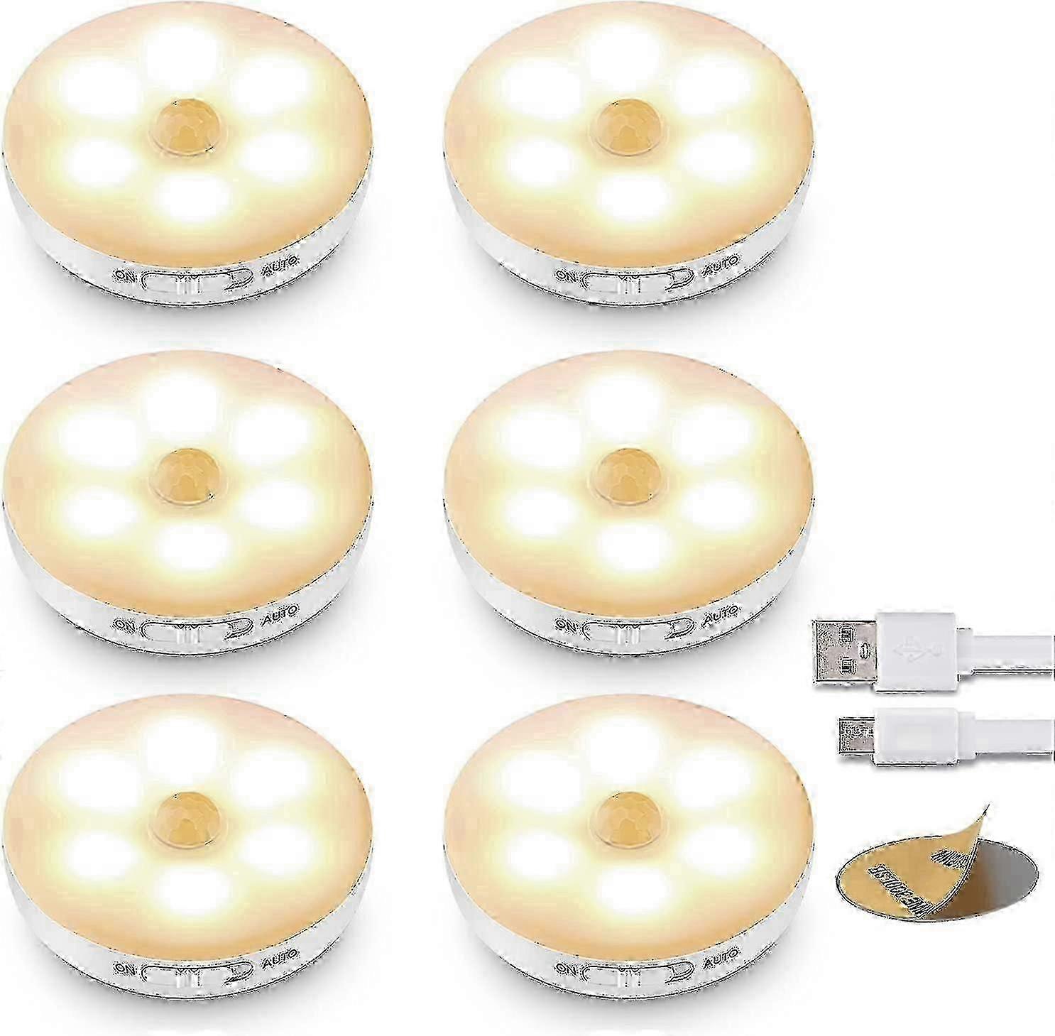 6 Pack Motion Sensor LED Lights, Rechargeable, Magnetic, Indoor Lighting