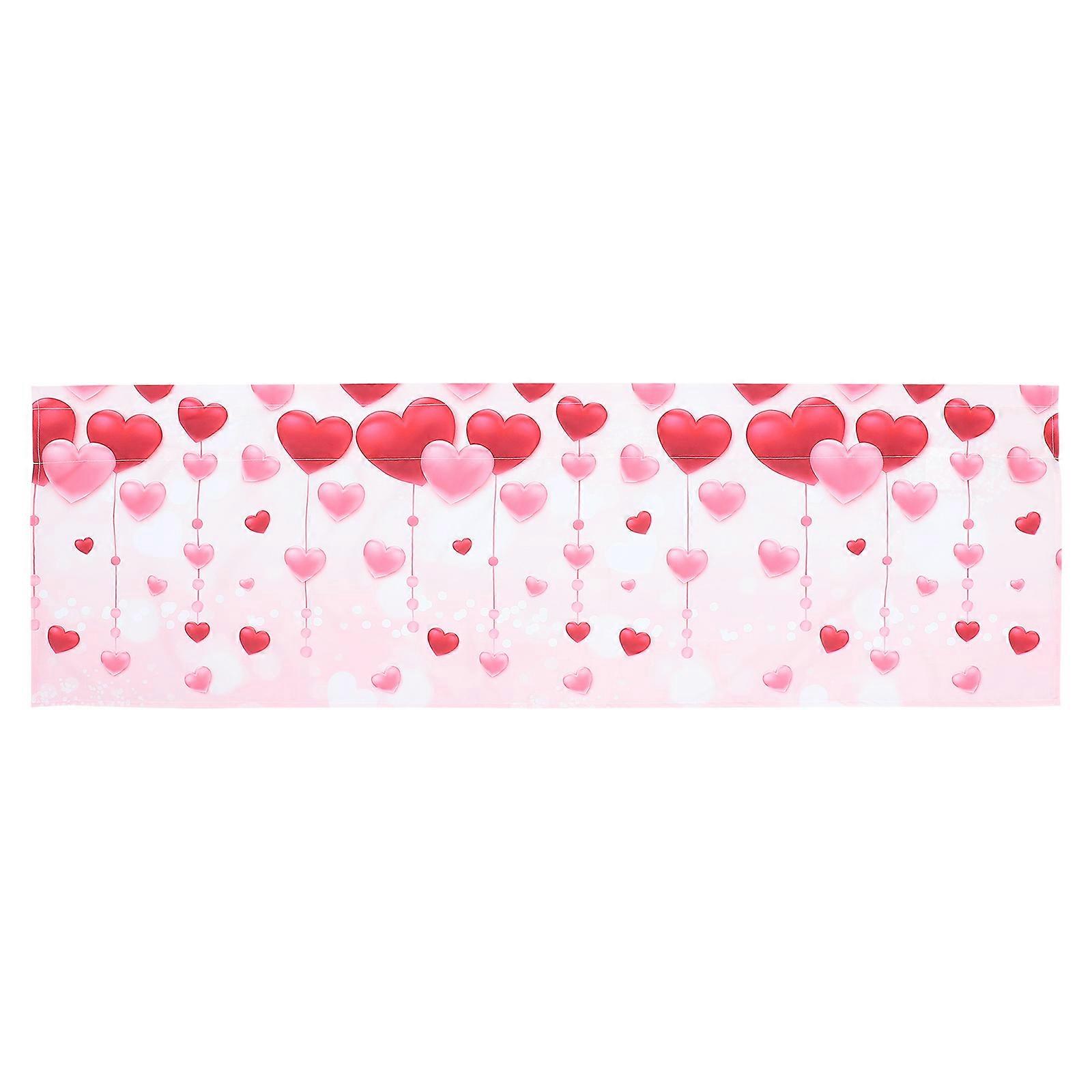 Valentine's Day Kitchen Curtain Decorative Rectangle Sunlight Blocking Pink 1Pcs