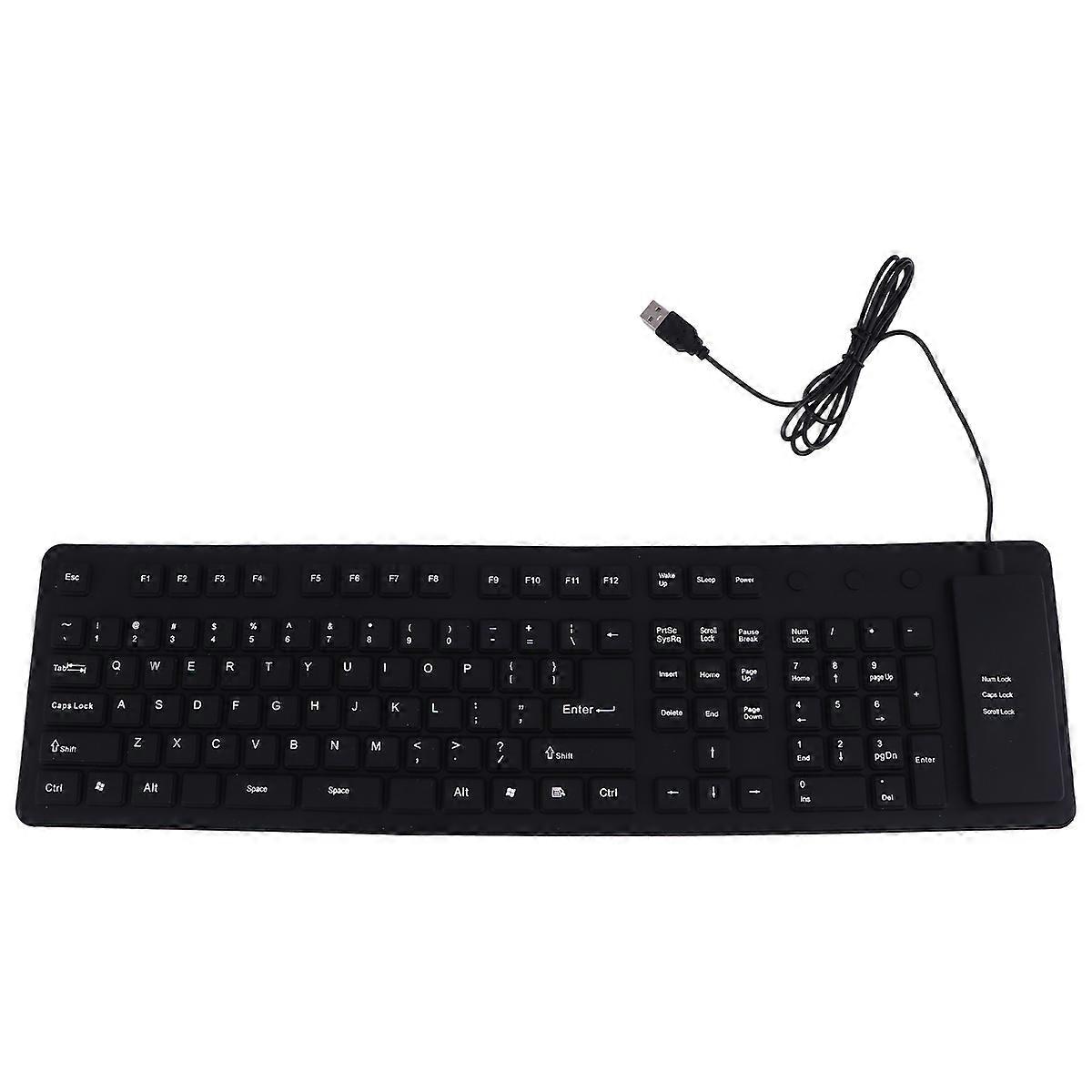 Roll Up Keyboard Computer Waterproof 109 Keys Silent USB Wired Keyboard