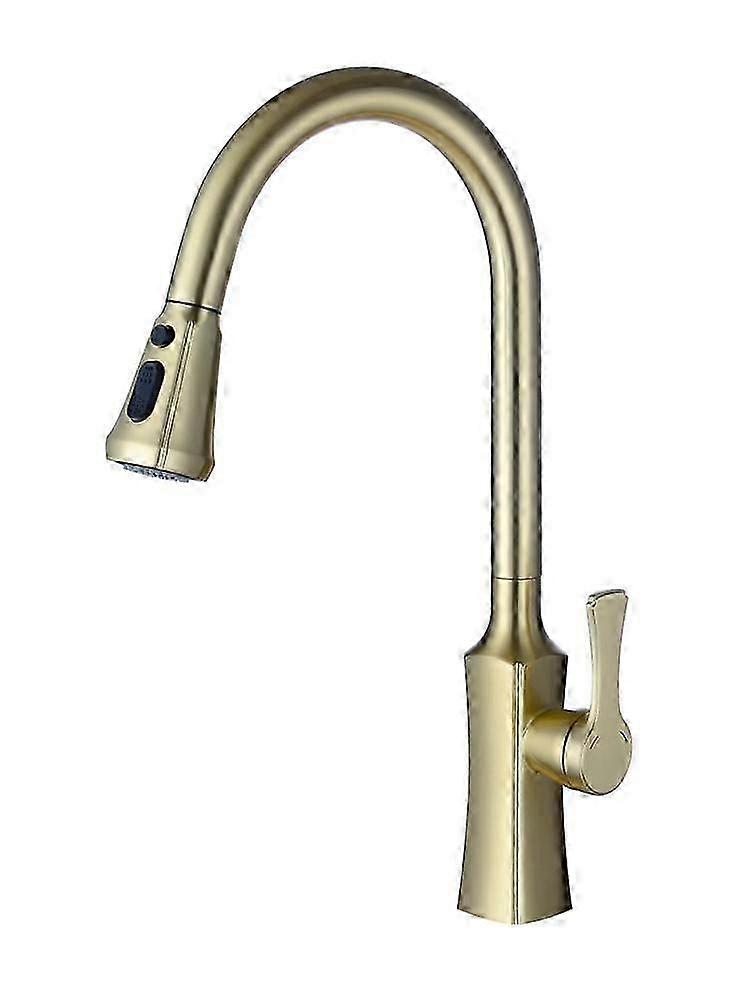 Two Way Pull Out down kitchen Sink faucet in Brass