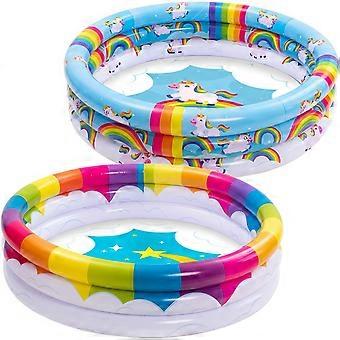 Inflatable Kiddie Pool, 2 Pack 47'' Rainbow Unicorn Baby Swimming Pool 3 Ring Swim Pool for Kids, Water Pool for Summer Fun for Ages 3+