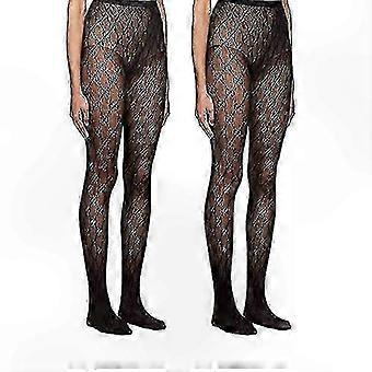 Black fishnet stockings with a double-letter pattern, suitable for parties and nightclubs, slim fit design.