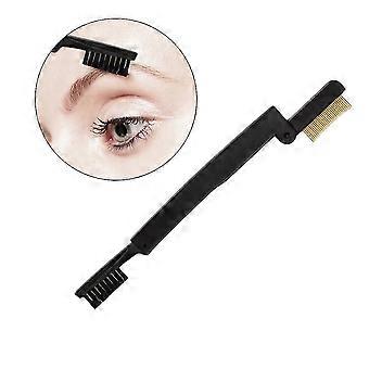 Folding Eyelash Comb and Eyebrow Brush, Black, 1 Piece, Portable for Travel and Daily Use