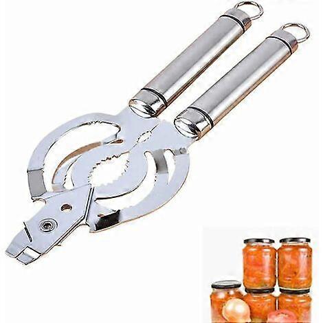Multi-function Jar Opener, Hand-held Lid Opener with Chrome-Plated Stainless Steel, Easy Grip, for Soda Bottles and Bottle Caps, 26cm