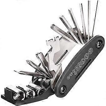 16 en 1 Kits d’outils de réparation de vélo multifonction Clé Allen pour outil de vélo noir