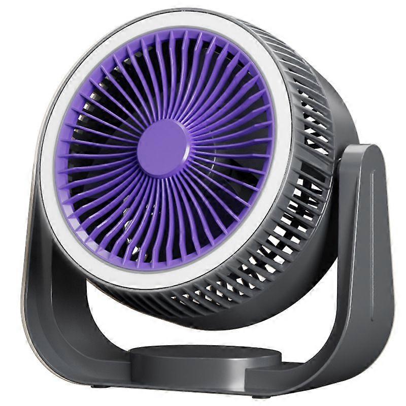 Portable Rechargeable Desk Fan with LED Light Ring