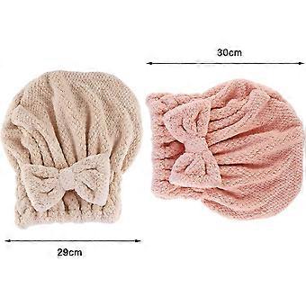2er-Set Mikrofaser-Haartrockenhandtücher – Super saugfähige Turbanhaube für nasses Haar