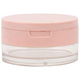 Travel Makeup Container with Mirror - Double Layer Loose Powder Box for Accurate Dispensing - Pink