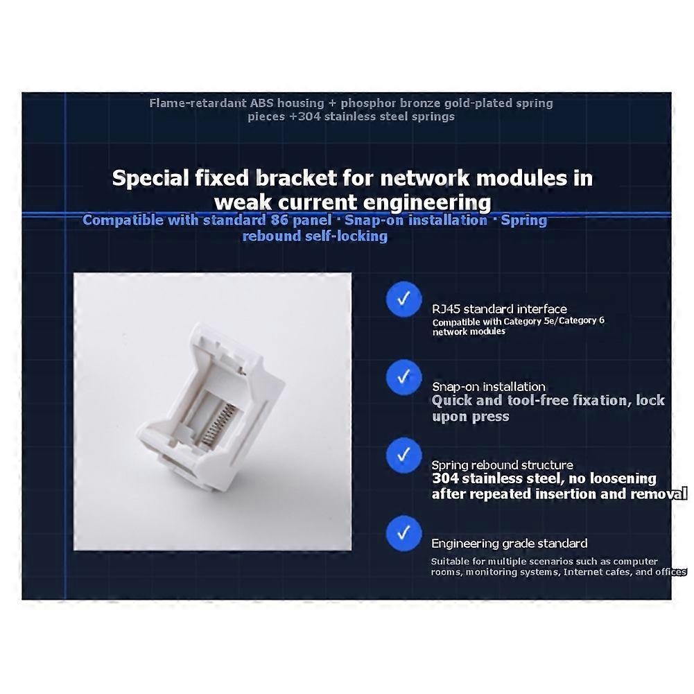10pcs Category 6 Network Module Unshielded RJ45 Spring Clip Mounting Bracket Computer Stand Network Cabling