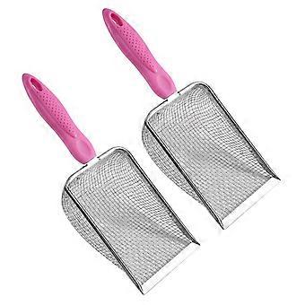 Cats Litter Shovel Stainless Steel Reptiles Sand Substrate Shovel Clean Up Feces Fine Meshing Shovel For Bedding Cats Litter  PK