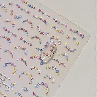 Japanese Cute Flower Nail Sticker 3808, Removable PET Embossed Nail Decals for Spring Cartoon Nail Art