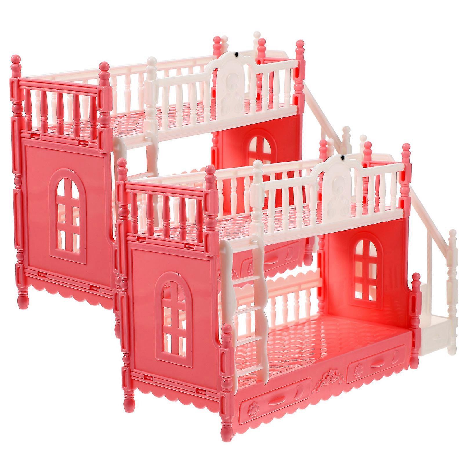Mini House Double- Bunk-Bed for Decoration 2Sets Model