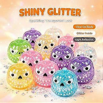Conjunto de 5 Abóboras Malvadas com Glitter para Alívio do Estresse - Brinquedos Anti-Stress Divertidos para Lembrancinhas de Festa Infantil