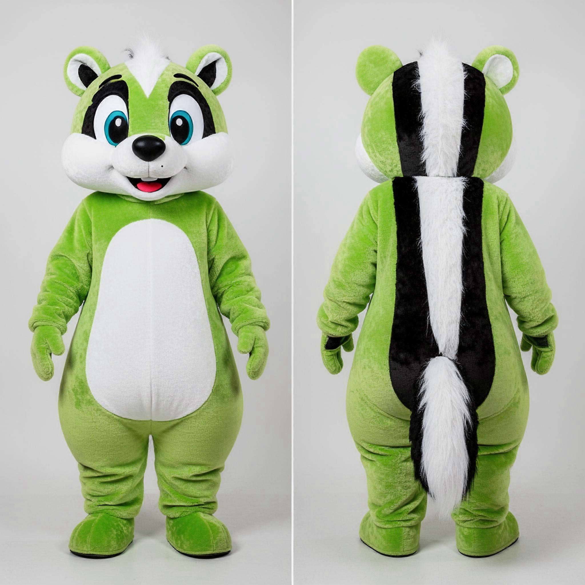 MASTICOT Lime Green Velvety Skunk Mascot