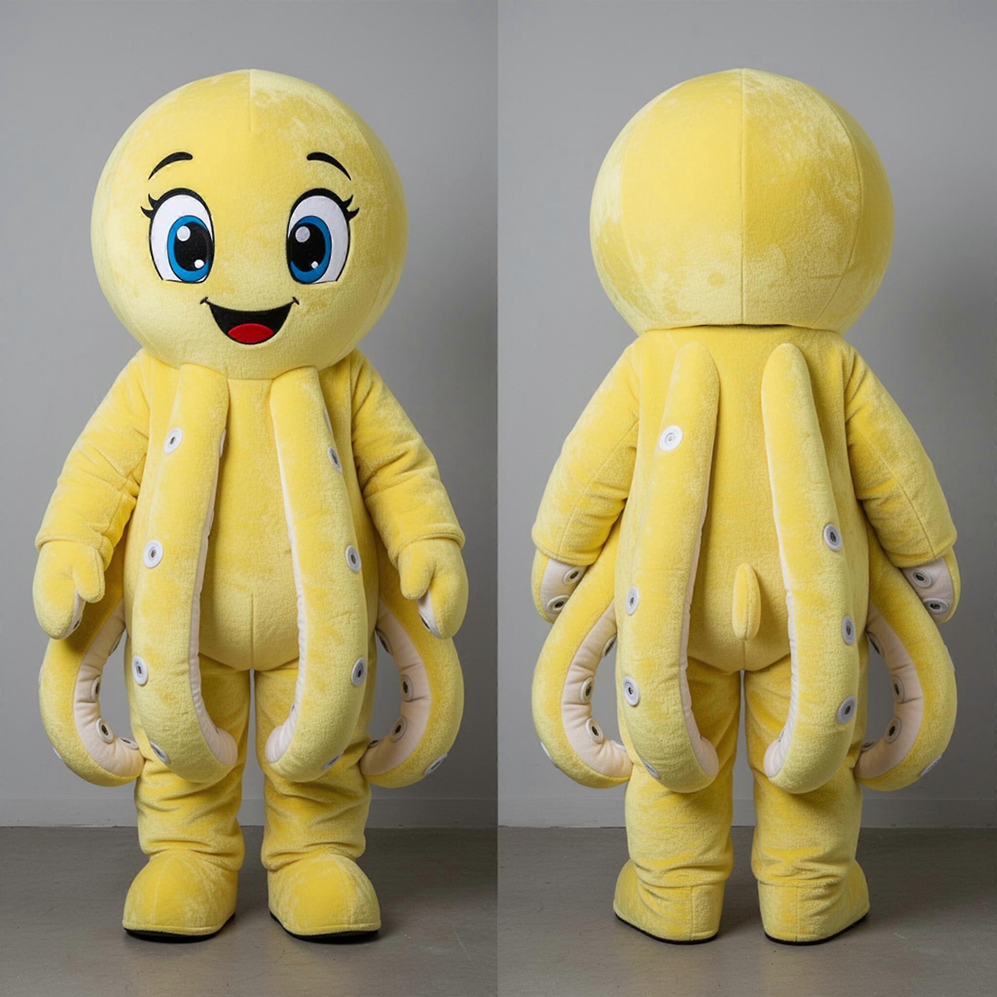 MASTICOT Lemon Yellow Smiling Octopus Mascot