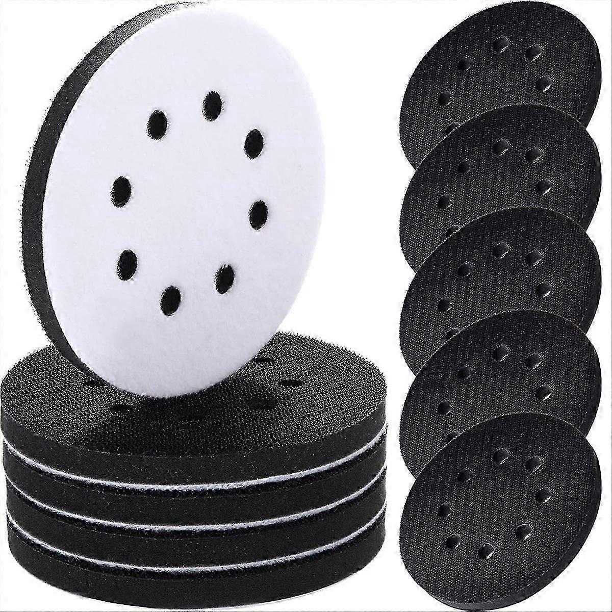 10 Pcs Soft Density Interface Pads 5inch 8 Holes Hook and Loop