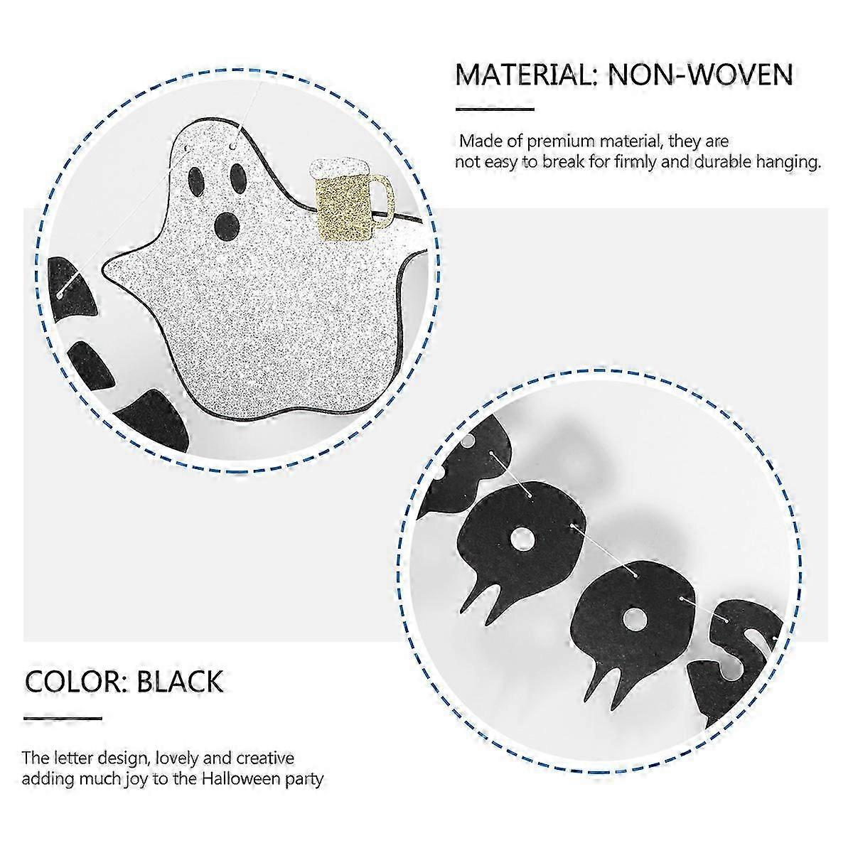 Decorative String Flags Halloween Boos Ghost 2Pcs Hanging Flags for Decoration