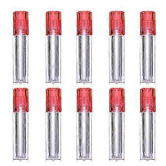 Refillable Roll-On Lip Oil Bottles, Plastic Hydrating Vials, Portable Leak-Proof Design for Travel and Gifts, 10pcs Set, Red
