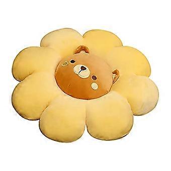 Sonnenblumenbär-Plüschkissen, 40 cm (15,7 Zoll), 2-in-1-Kuscheltierkissen für Mädchen und Reisen