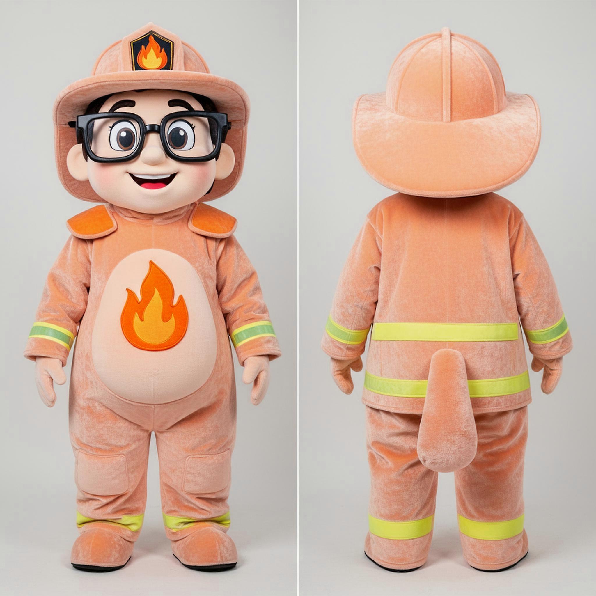MASTICOT Peach Soft Playful Fire Fighter Mascot