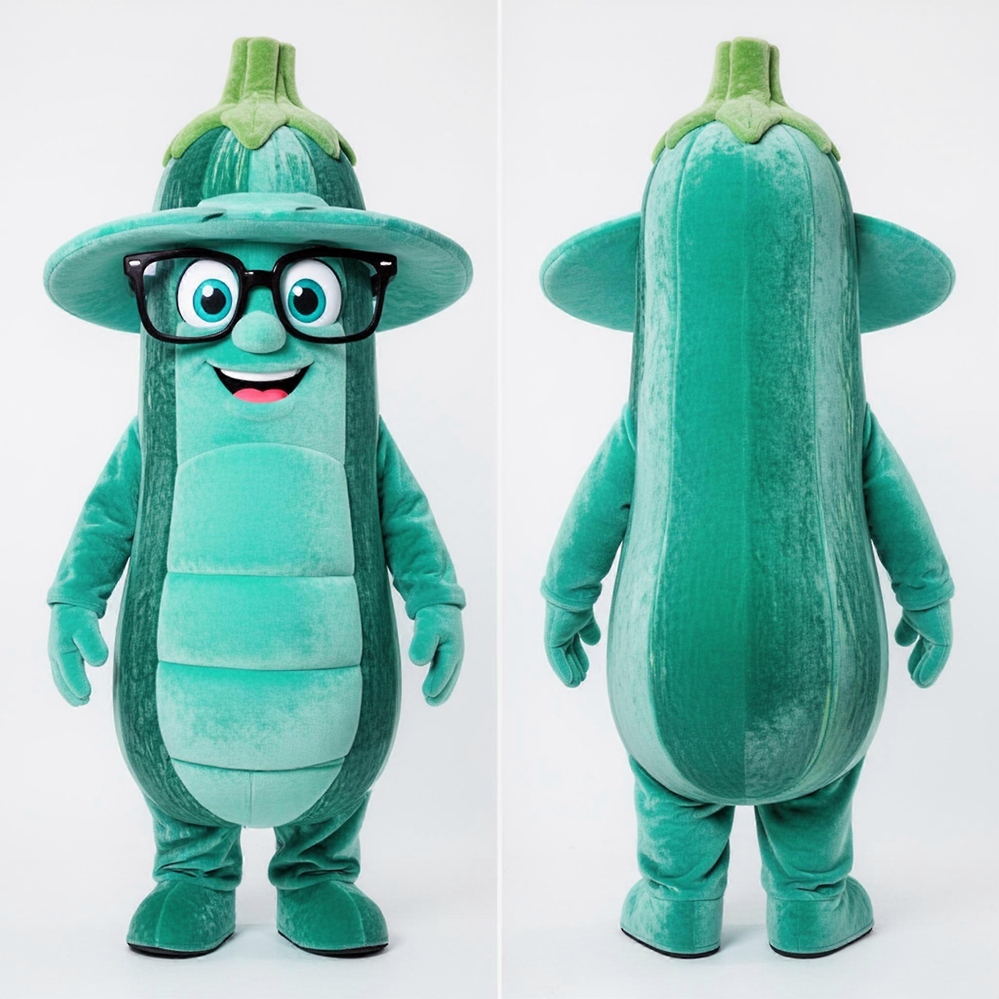 MASTICOT Turquoise Bespectacled Zucchini Mascot