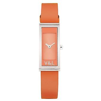 V & l tempo a quartz analog woman's watch with cowhide bracelet VL004601