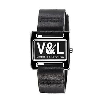 V & L nacht & dag Quartz analoge vrouw horloge met Cowskin armband VL071601