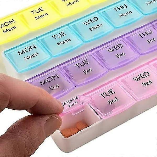 Practical 28 compartments Medical Tablet Case Dosett Multicolour
