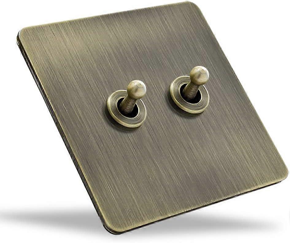 Light Switch Panel Solid Brass Toggle Antique Bronze Finish 2 Way Double Control Nordic Style