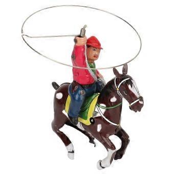 Vintage Wind Up Cowboy Toy with Vibrating Horse Action, Retro Mechanical Figurine for Home Decor-wly