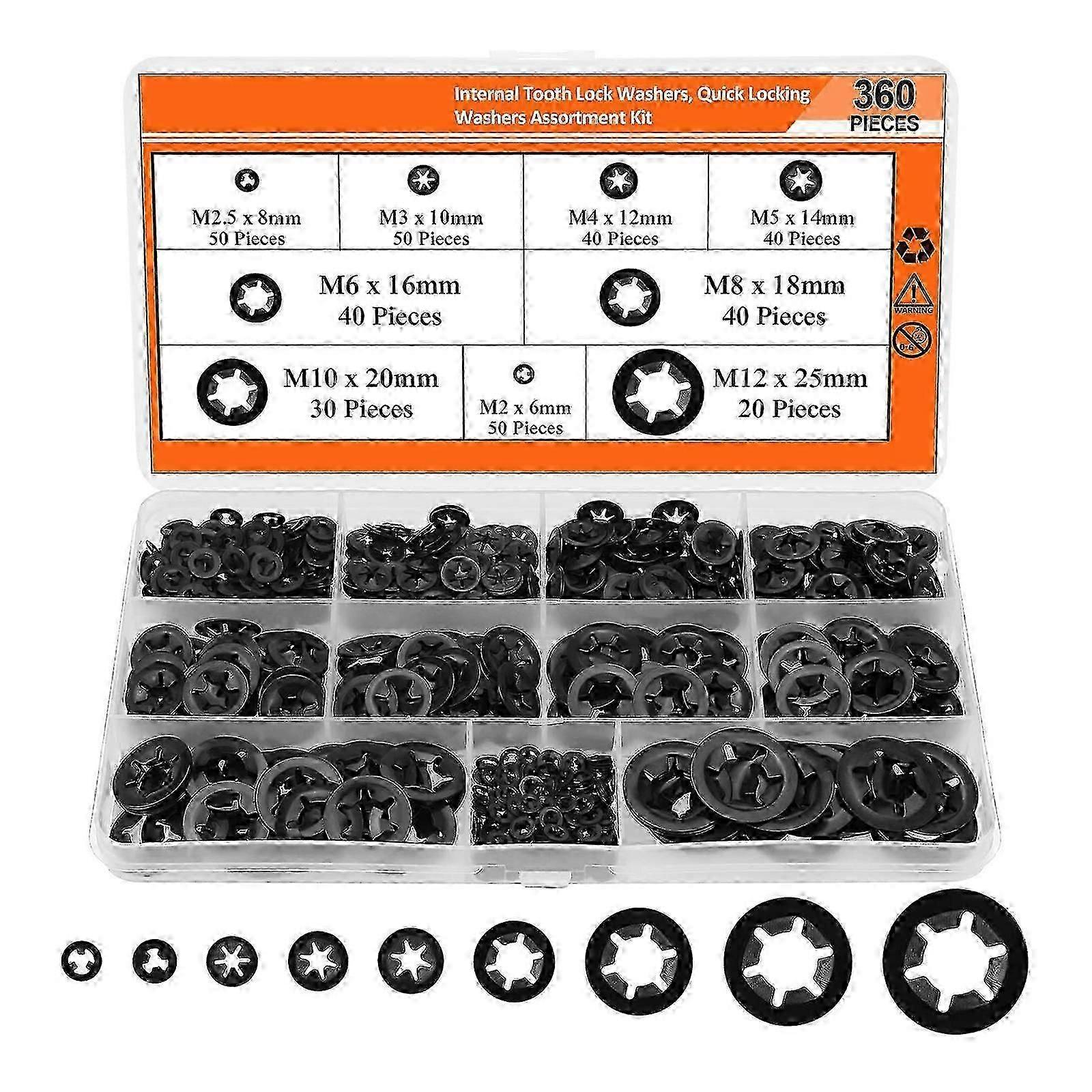 360pc Internal Star Lock Washers Set