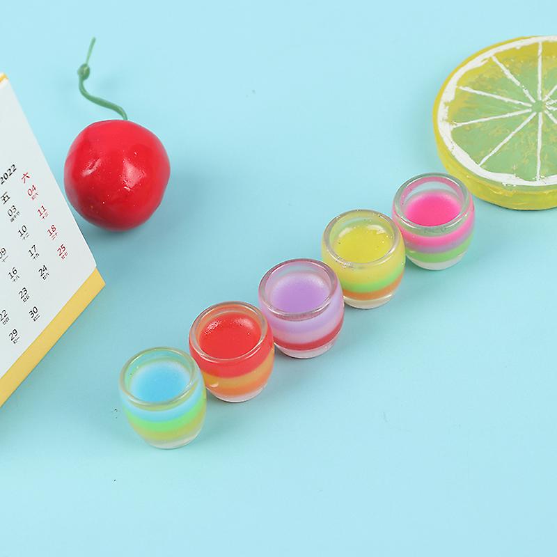 5pcs 1:12 Dollhouse Miniature Resin Colorful Water Cups Pretend Play Toys