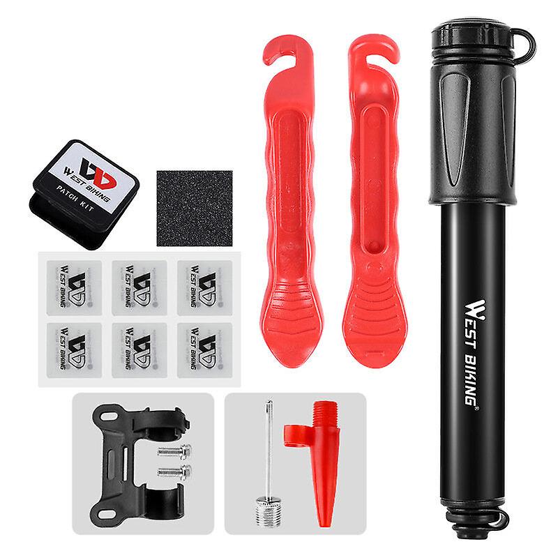 Fahrradreifenreparaturwerkzeug Kit Reitausrüstung mit Radfahren Schrader / Presta Reifenpumpe Patch Hebelnadel