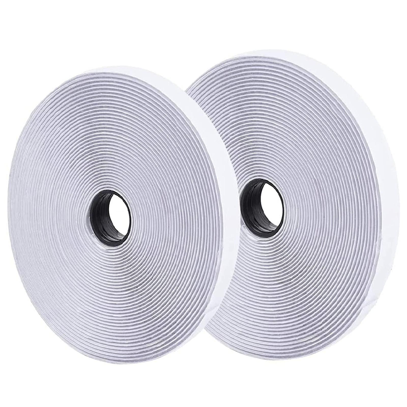 39.37 Feet/12m Hook and Loop Self Adhesive Tape Roll with Gift Scissors (White)