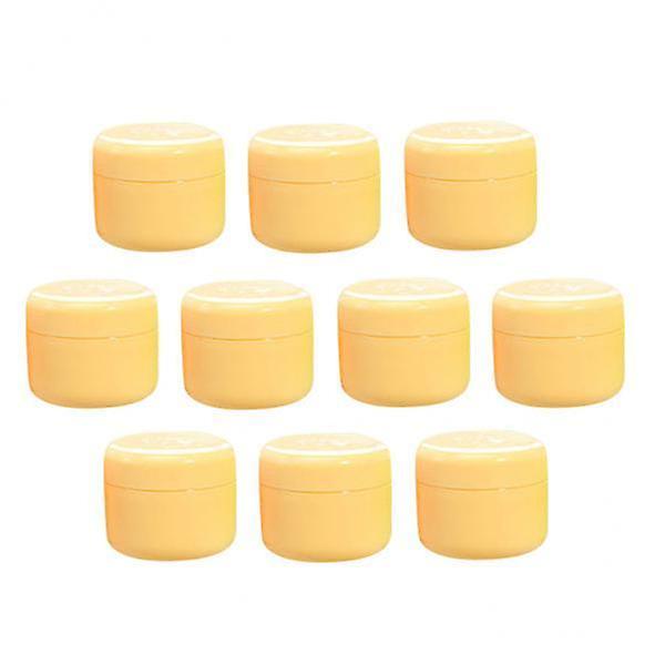 2xRefillable Plastic Empty Face Cream Cosmetic Container with Lid Yellow-50g