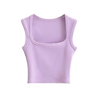 Women's Summer Square Neck Camisole Top Acrylic Fiber Casual Basic Crop Tank Top For Ladies And Teen Girls