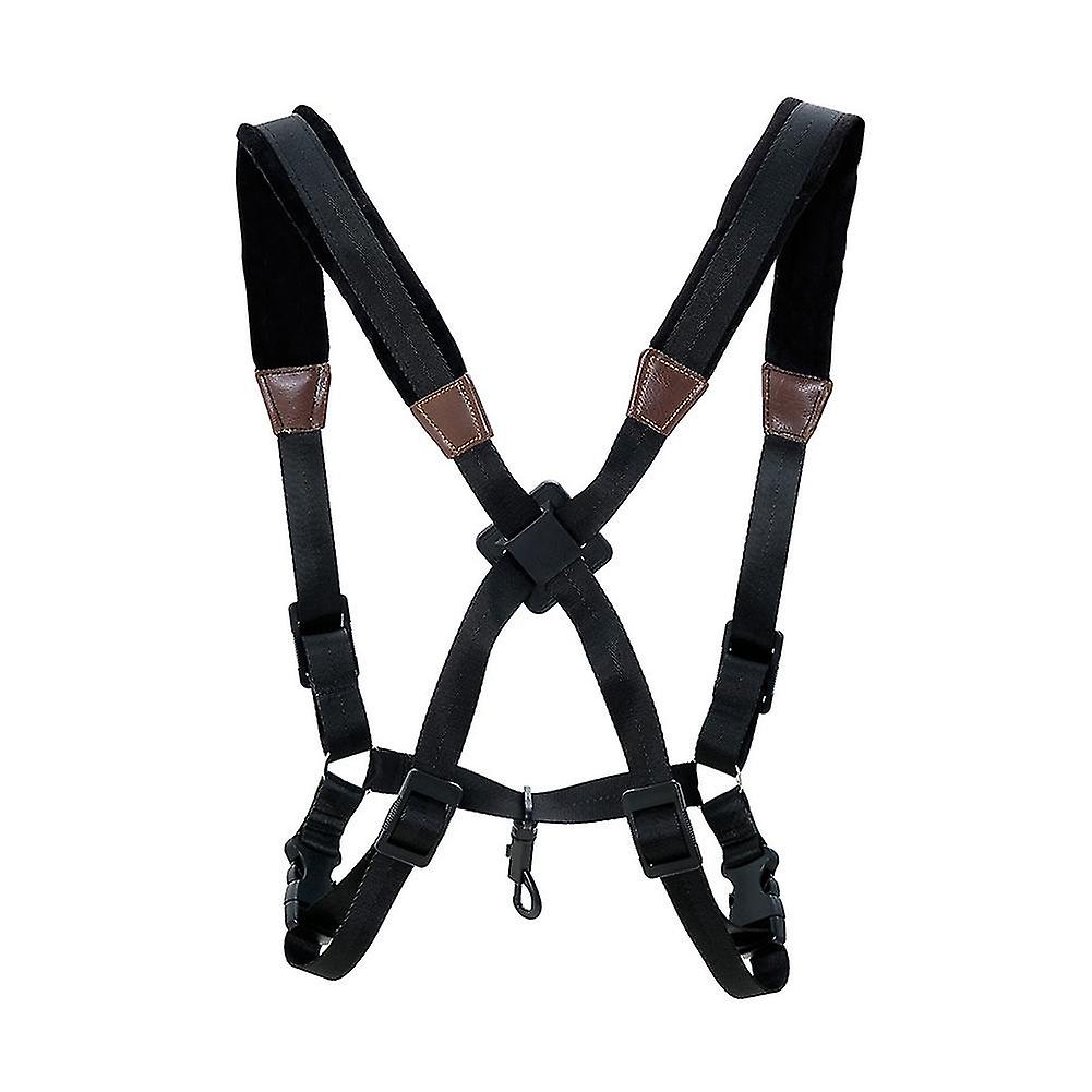 Saxophone Strap,universal Double Shoulder Leather Strap For Sax, Adjustable Padded Harness Strap Fo