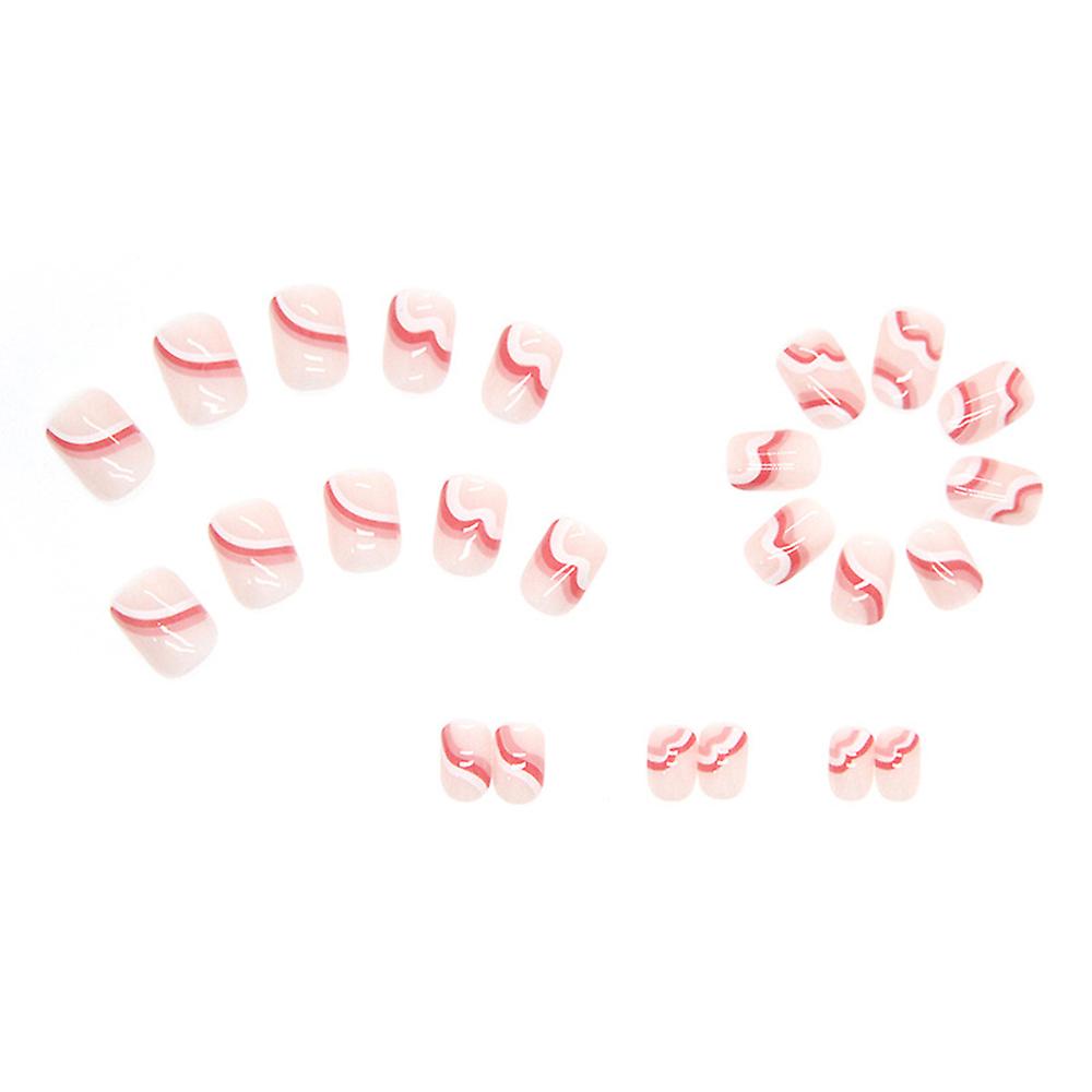 24 Pcs False Nail Short Round Reusable Nail Set With Adhesive Tabs