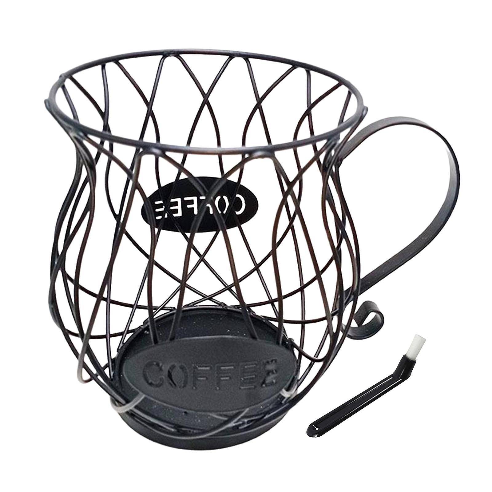 Coffee Pod Holder Large Capacity Coffee Storage Carousel Black & Brush