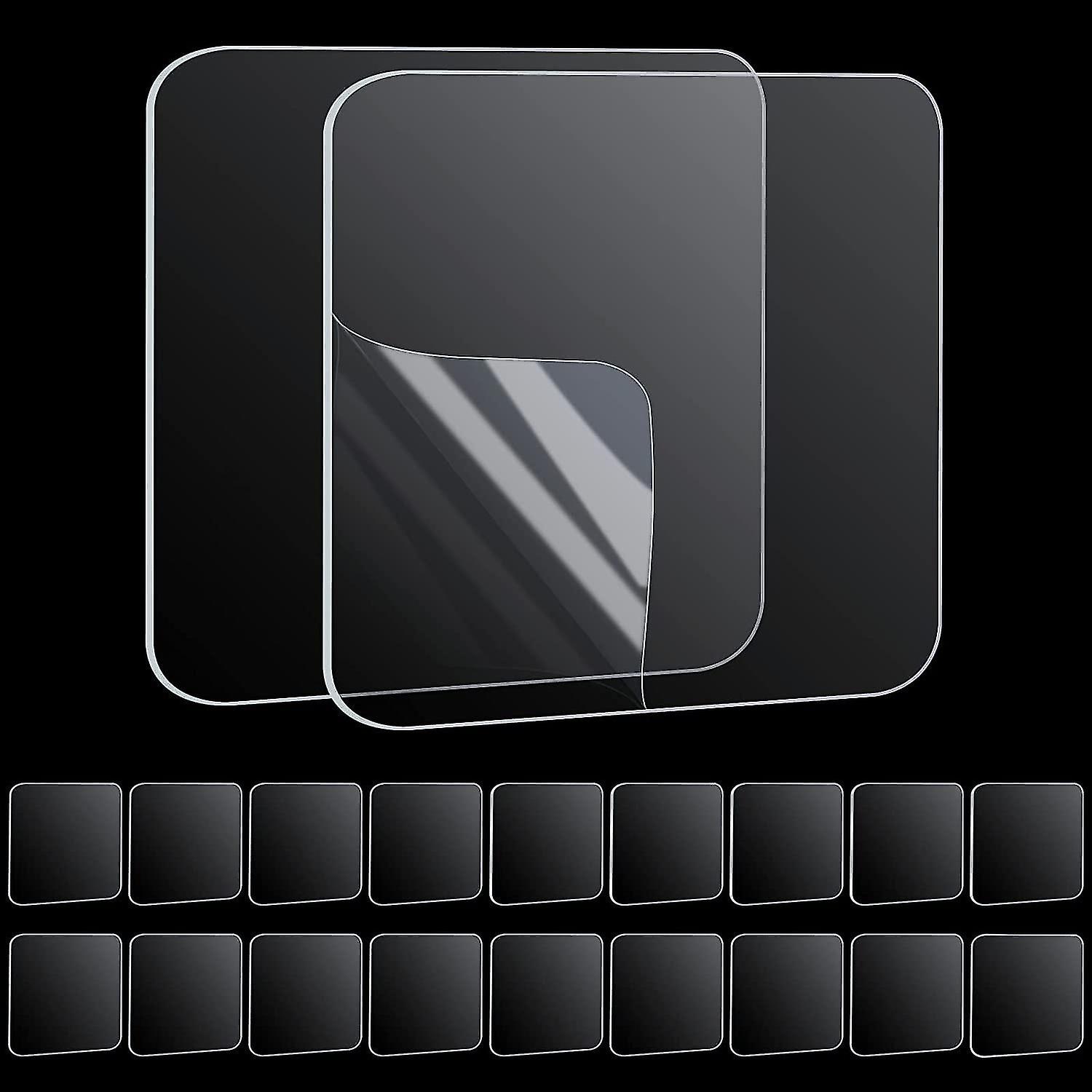 20 Piece Double Sided Adhesive Tape - 6cmx 6cm - Strong Fixing - Clear Adhesive Sealant For Square Shape Exit - Traceless Removable Nano Gel Mat - 60m